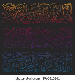 English course. E-learning, online education. English language