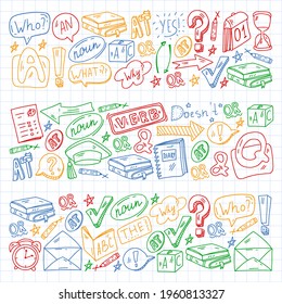English course. E-learning, online education. English language