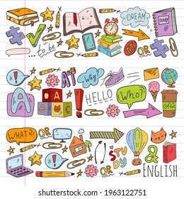 English course. E-learning, online education. English language