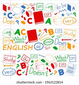 English course. E-learning, online education. English language