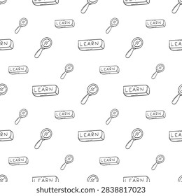 English course element seamless pattern in doodle style