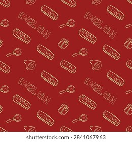 English course element seamless pattern in doodle style