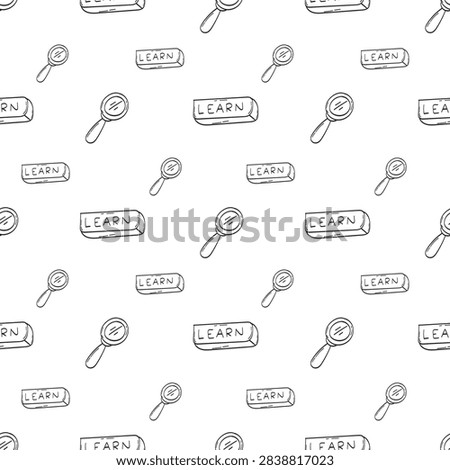 English course element seamless pattern in doodle style