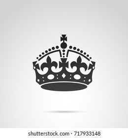 Icono de la corona inglesa aislado en fondo blanco.