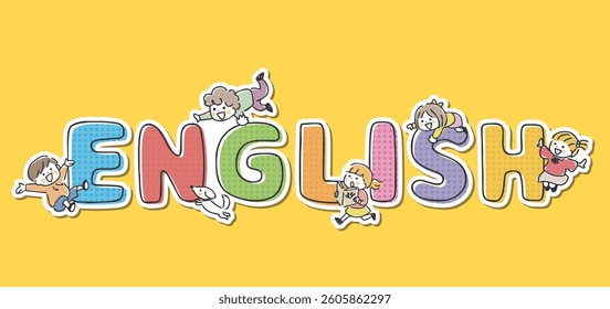 English and cute kids illustrations.