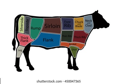 English cuts of beef. Vector illustration. EPS10.