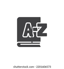 English dictionary book vector icon. filled flat sign for mobile concept and web design. Vocabulary book glyph icon. Symbol, logo illustration. Vector graphics