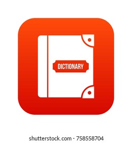 English dictionary icon digital red for any design isolated on white vector illustration