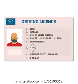 English driving license icon. Flat illustration of english driving license vector icon for web.