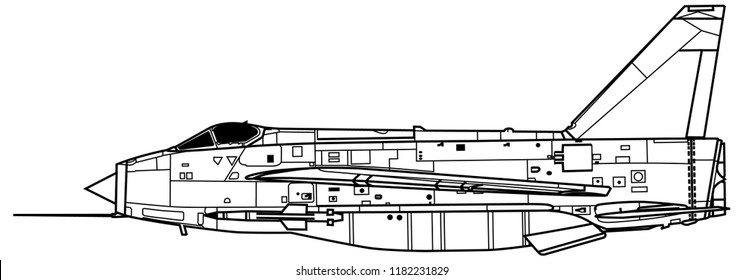 English Electric LIGHTNING F.6. Outline Vector Drawing