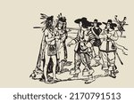 English Explorers bartering for land