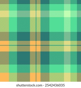 English fabric texture tartan, teenager textile pattern background. Card check vector seamless plaid in green and teal colors palette.