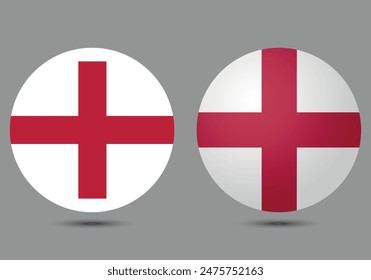 The English flag. Button flag icon. 3d icon. The circle icon. Vector illustration.