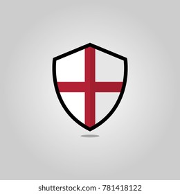 English Flag Flat Vector Shield Badge