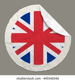 English flag symbol on a paper label