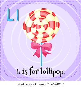 English flashcard letter L is for lollipop