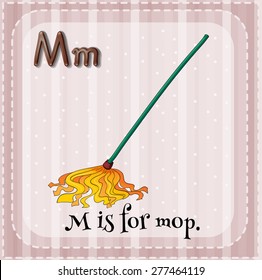 English flashcard letter M is for mop