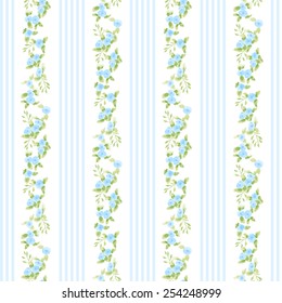 english floral pattern with stripes. vector floral vintage wallpaper