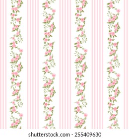 english floral pattern with stripes. vector floral vintage wallpaper