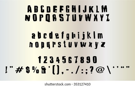 English font set. Alphabet, numbers and symbols. Font type