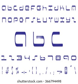 English font set. Alphabet, numbers and symbols. Font type. Latin alphabet font type.