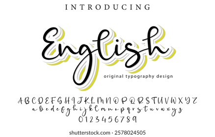 English Font Stylish brush painted an uppercase vector letters, alphabet, typeface