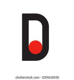 English font upper case letter D d Logo logotype - latin modern bold font alphabet, upper case letters and numbers. Vector, two colors - red and black