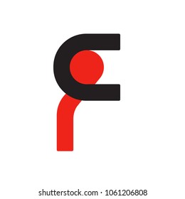 English font upper case letter F f Logo logotype - latin modern bold font alphabet, upper case letters and numbers. Vector, two colors - red and black