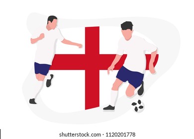 English football team player kicking dribbling 2018 championship vector illustration soccer england