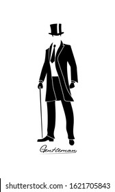 english gentleman with a cane vector illustration