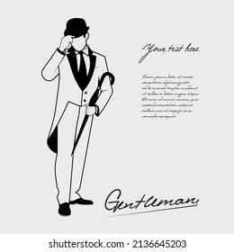English gentleman with a cane vector illustration