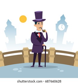 English gentleman and culture cartoon illustration series.