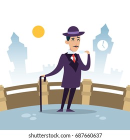 English gentleman and culture cartoon illustration series.