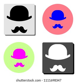 English gentleman. simple flat vector icon illustration on four different color backgrounds