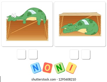 English grammar with green dragon. Three forms of the irregular verb to be. Order the letters