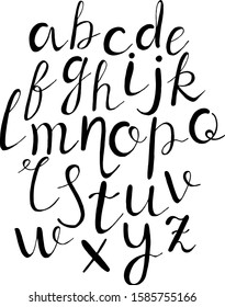 English hand lettering alphabet design on white background. Vector illustration. 