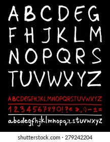 English handwriting alphabet. figures. vector 10 eps