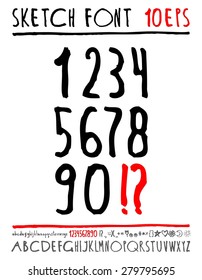 English handwriting alphabet. figures. vector 