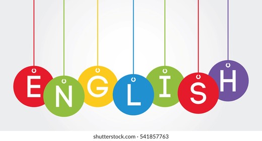 english, hanging ball style, banner, vector illustration