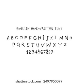 English hanndwritten ugly font. Eps vector Isolated on white