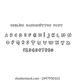 English hanndwritten ugly font. Eps vector Isolated on white