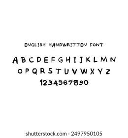 English hanndwritten ugly font. Eps vector Isolated on white