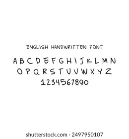 English hanndwritten ugly font. Eps vector Isolated on white