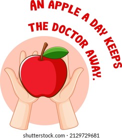 Idioma inglés con una manzana al día mantiene al médico alejado de la ilustración