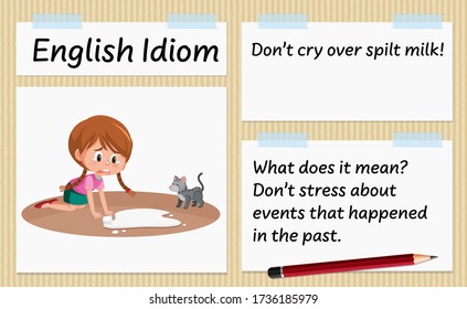 English idiom don't cry over split milk template illustration