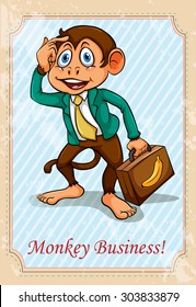 English Idiom Monkey Business Illustration