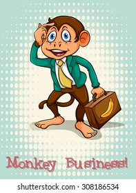 English idiom monkey business illustration