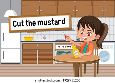 English idiom with picture description for cut the mustard illustration
