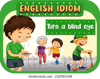 Idioma inglés con descripción de la imagen para dar un giro a la ilustración de un ojo ciego