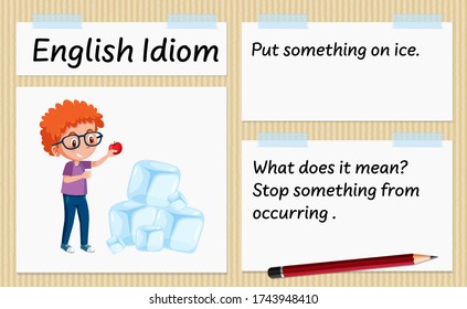 Idioma inglés pone algo en la ilustración de la plantilla de hielo